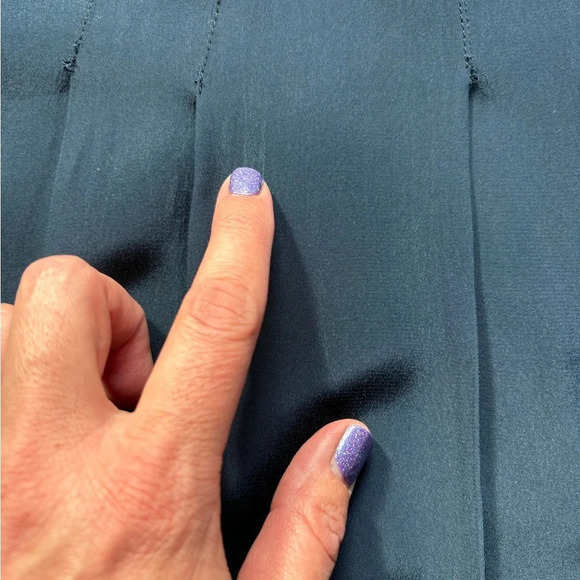 Nanette Lepore | silk | sequin | rosette | navy | gold | dress | size 4 - Picture 13 of 14